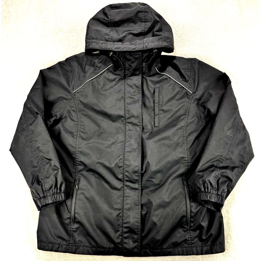 Eddie Bauer WeatherEdge Jacket Men XXL Black Full Zip Hooded Wind Rain - Picture 1 of 11